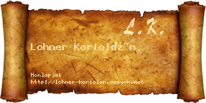 Lohner Koriolán névjegykártya